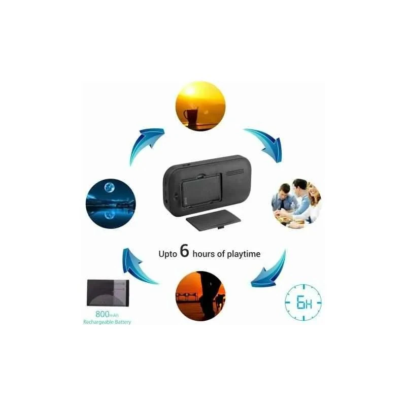 Portronics Plugs Black Portable Speaker with FM, Micro SD Card Support, 2.5W, 800mAh Battery, POR 141