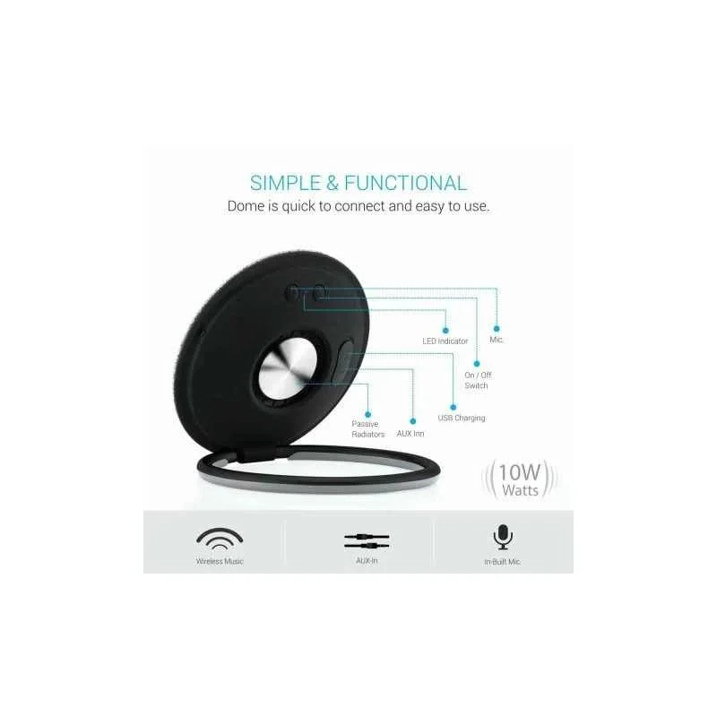 Portronics Dome Grey Portable Bluetooth Speaker with Mic, 10W, 2000mAh, v4.1, Li-ion Battery, POR 685