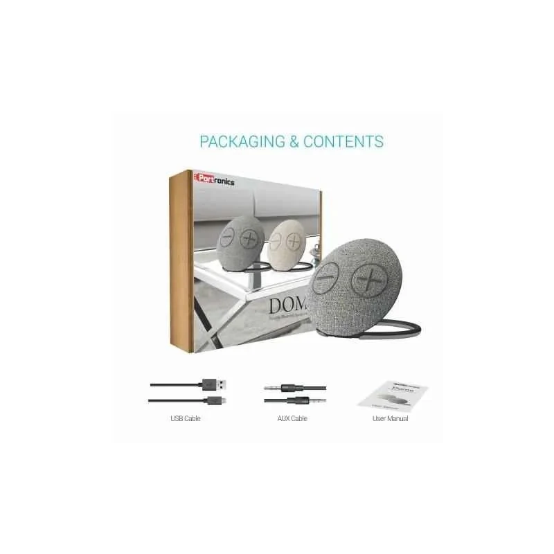 Portronics Dome Grey Portable Bluetooth Speaker with Mic, 10W, 2000mAh, v4.1, Li-ion Battery, POR 685