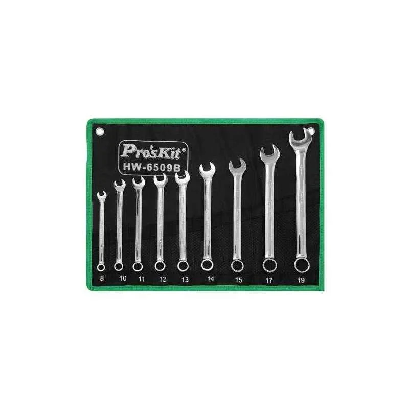 Proskit 9-Piece Metric Combination Wrench Set Chrome Vanadium HW-6509B