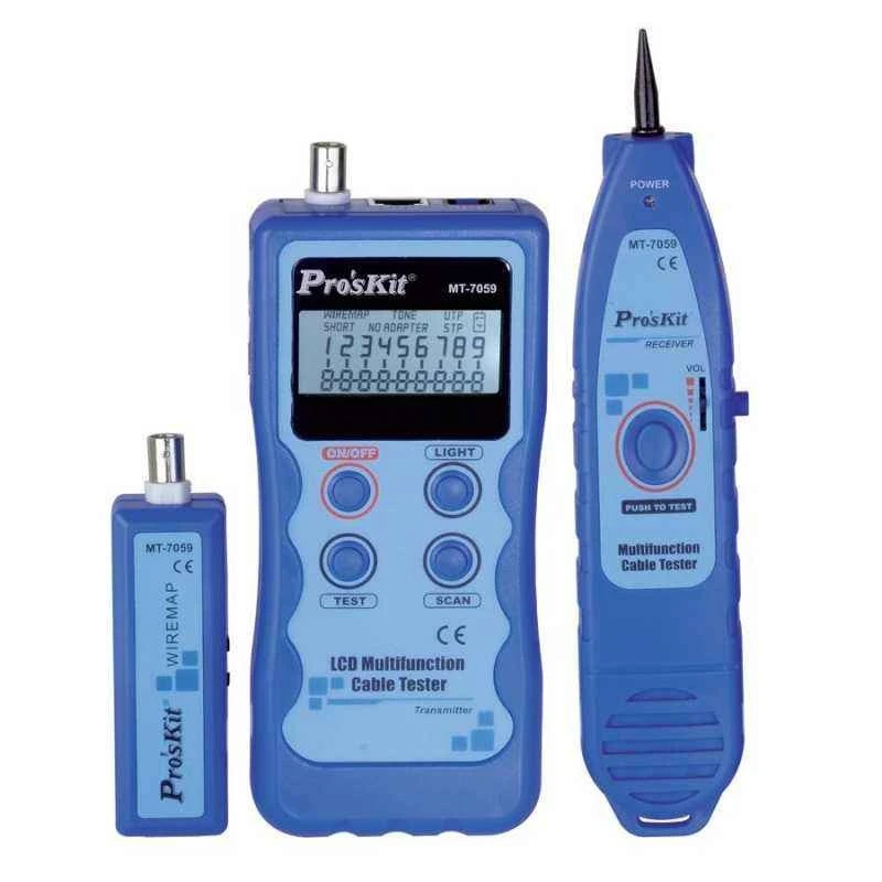 Proskit LCD Multifunction Cable Tester MT-7059, Large Display, Ethernet/RJ11/RJ45/Coax/USB/IEEE 1394, 665 g