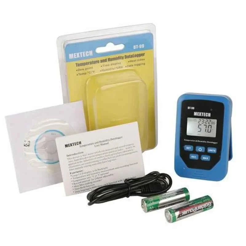 Mextech DT-99 Data Logger with 32700 Memory Readings, LCD, Humidity & Temperature Range -40 to 70°C