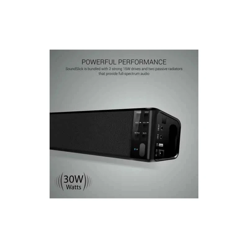 Portronics Sound Slick 30W Wireless Sound Bar POR 667, Bluetooth v4.0, Remote Control, Li-ion Battery, Black