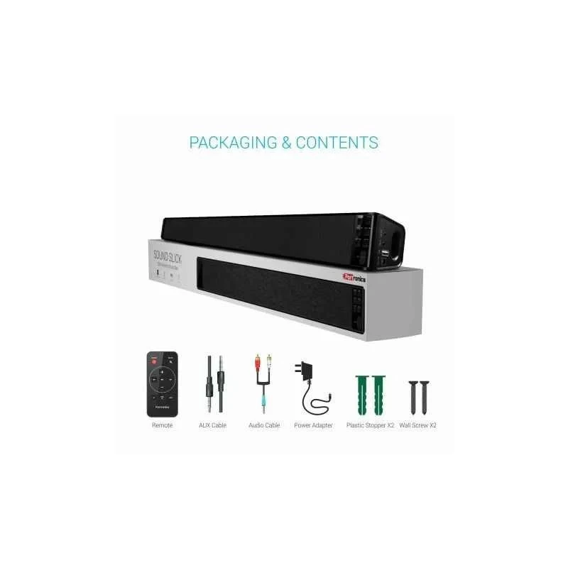 Portronics Sound Slick 30W Wireless Sound Bar POR 667, Bluetooth v4.0, Remote Control, Li-ion Battery, Black