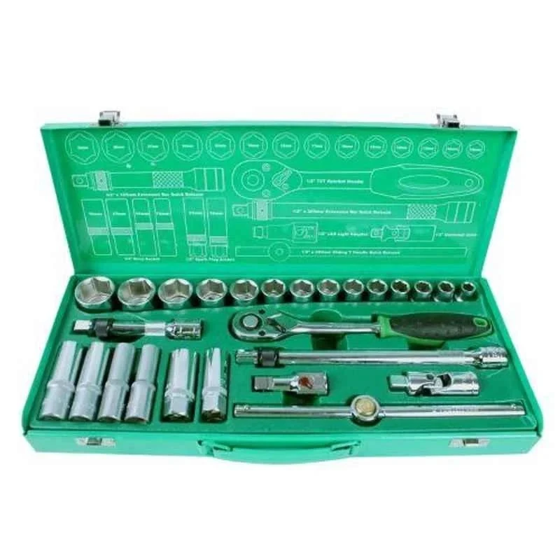 Proskit 26 Piece 1/2 Inch Driver Socket Tool Set SK-42601M, Metal Case, 5750g