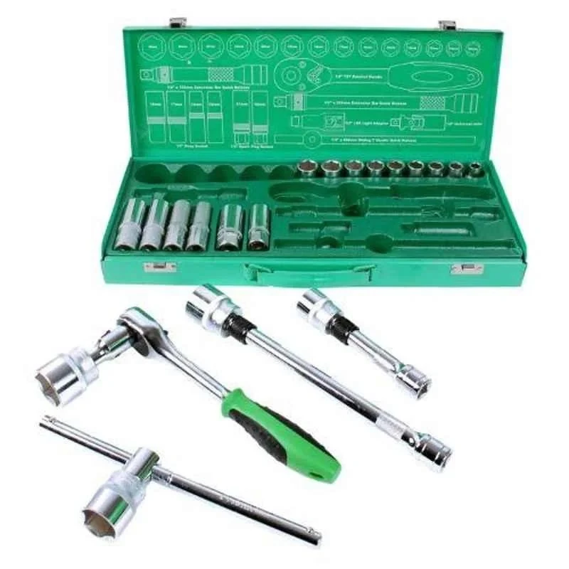 Proskit 26 Piece 1/2 Inch Driver Socket Tool Set SK-42601M, Metal Case, 5750g