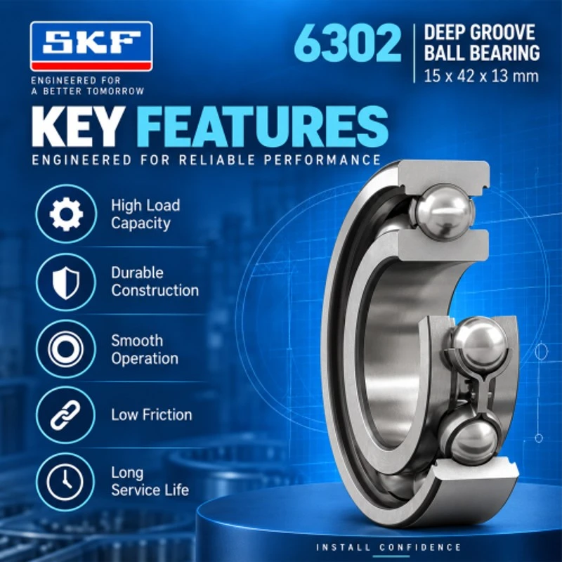 SKF Sealed Deep Groove Ball Bearing 6006-2RS1/C3 30x55x13 mm, Both Sides Sealed, NBR Seal, 8000 rpm