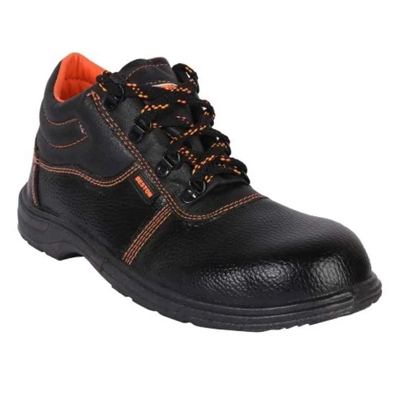 Hillson Synthetic Leather Low Ankle Steel Toe Safety Shoes, Size 11, Black, Oil & Chemical Resistant, PVC Sole, 1.04 Beston