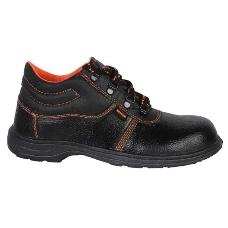 Hillson Synthetic Leather Low Ankle Steel Toe Safety Shoes, Size 11, Black, Oil & Chemical Resistant, PVC Sole, 1.04 Beston