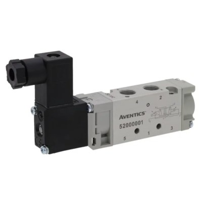 EMERSON ? ASCO Pneumatic Solenoid Valve 5/2 G 520 Series, 1/8 in Port, 24V AC, 8 bar, Manifold Mount, Anodised 52000002