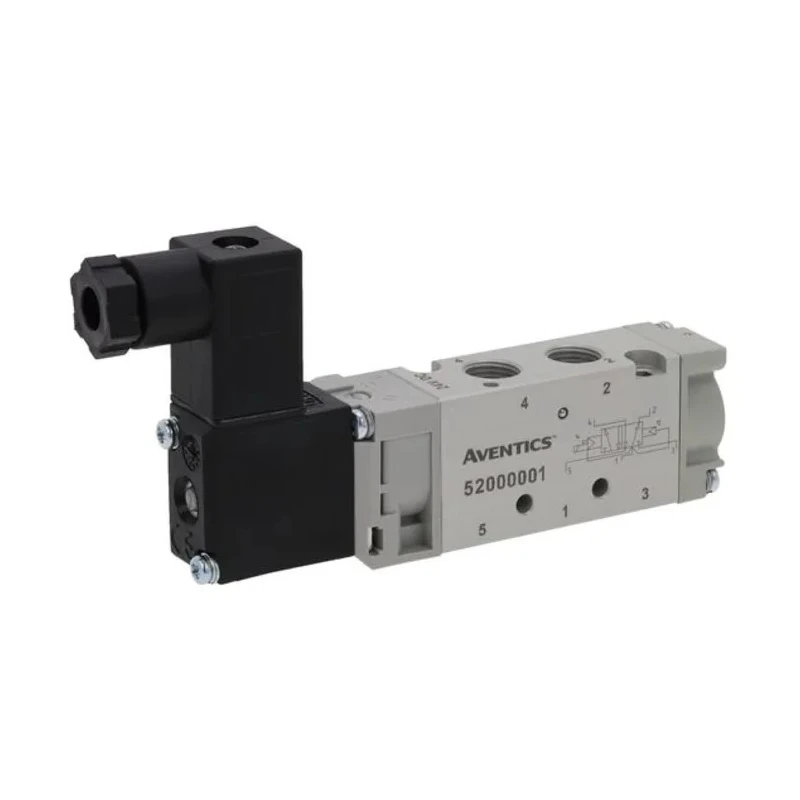 EMERSON ? ASCO Pneumatic Solenoid Valve 5/2 G 520 Series, 1/8 in Port, 24V AC, 8 bar, Manifold Mount, Anodised 52000002