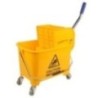 Yellow Plastic Wringer Mopping Trolley with 20 Ltr Capacity
