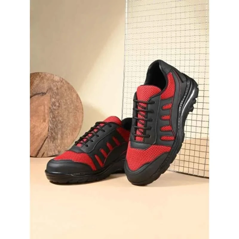 Eego Italy Genuine Leather Steel Toe Safety Shoes Red Lace-Up WW-16 Reflectors Size 8