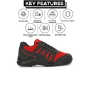 Eego Italy Genuine Leather Steel Toe Safety Shoes Red Lace-Up WW-16 Reflectors Size 8