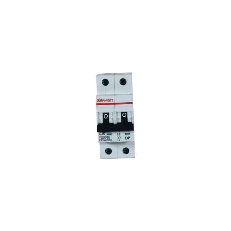 Dewon Electric Double Pole MCB 20A, 10kA, IEC 60898 Compliant, 415V Rail Mount, CB2001020C