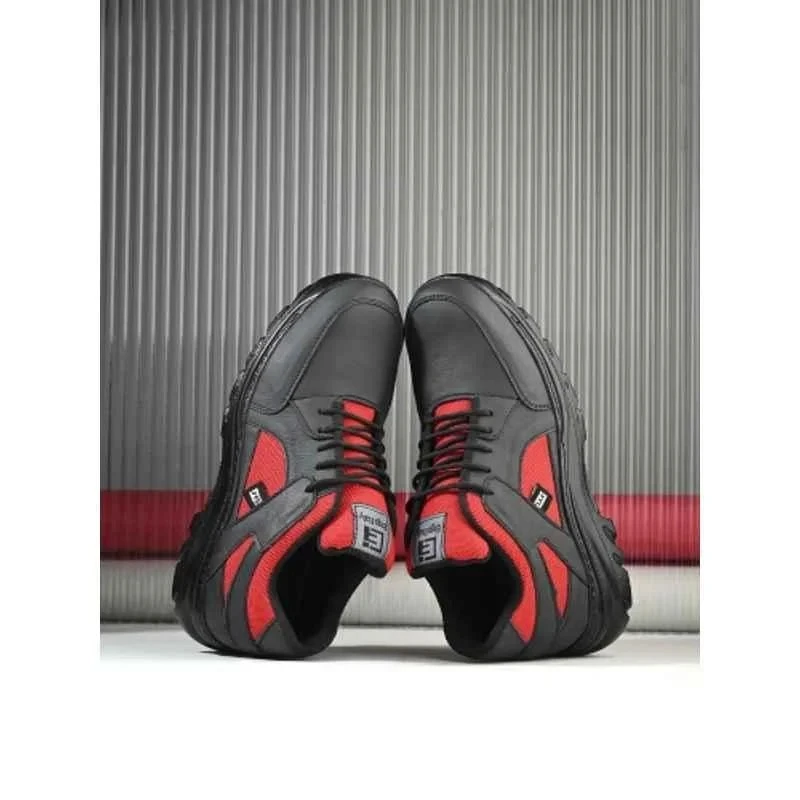 Eego Italy WW-98 Red Leather Steel Toe Reflective Lace-up Safety Shoes, Size 7