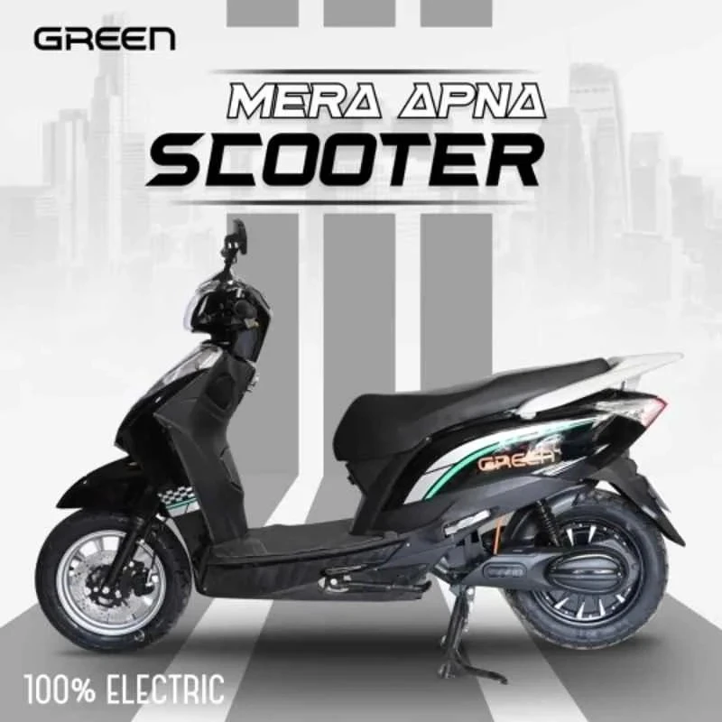 Green Elaan Electric Scooter 250W 60V White, 25 km/h Top Speed, 80 km Range, Tubeless Tyres,