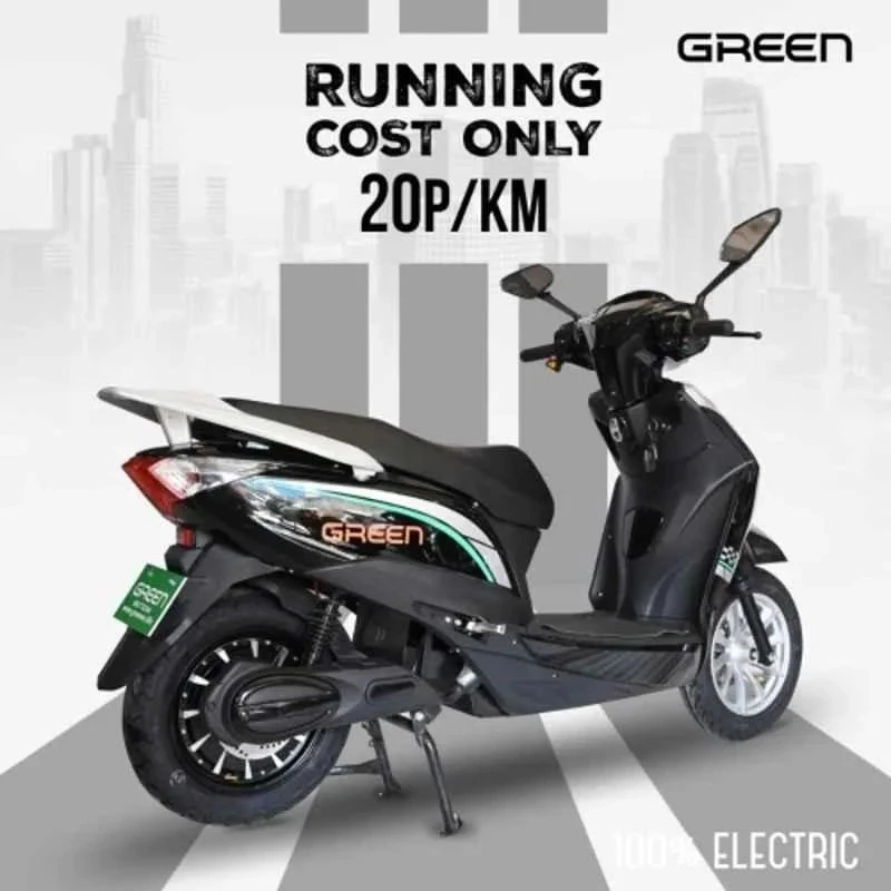 Green Elaan Electric Scooter 250W 60V White, 25 km/h Top Speed, 80 km Range, Tubeless Tyres,