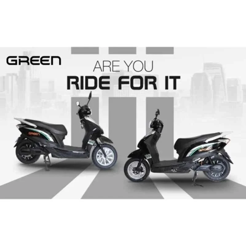 Green Elaan Electric Scooter 250W 60V White, 25 km/h Top Speed, 80 km Range, Tubeless Tyres,