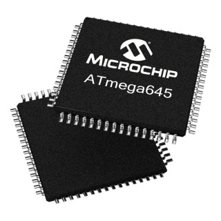 Microchip 8-bit AVR Microcontroller, 64kB Flash, 16 MHz, 64-Pin TQFP, Surface Mount ATMEGA645-16AU