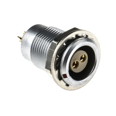 LEMO Circular Connector 2 Contacts Panel Mount 10 mm Socket Female IP50 0B Series EGG.0B.302.CLL