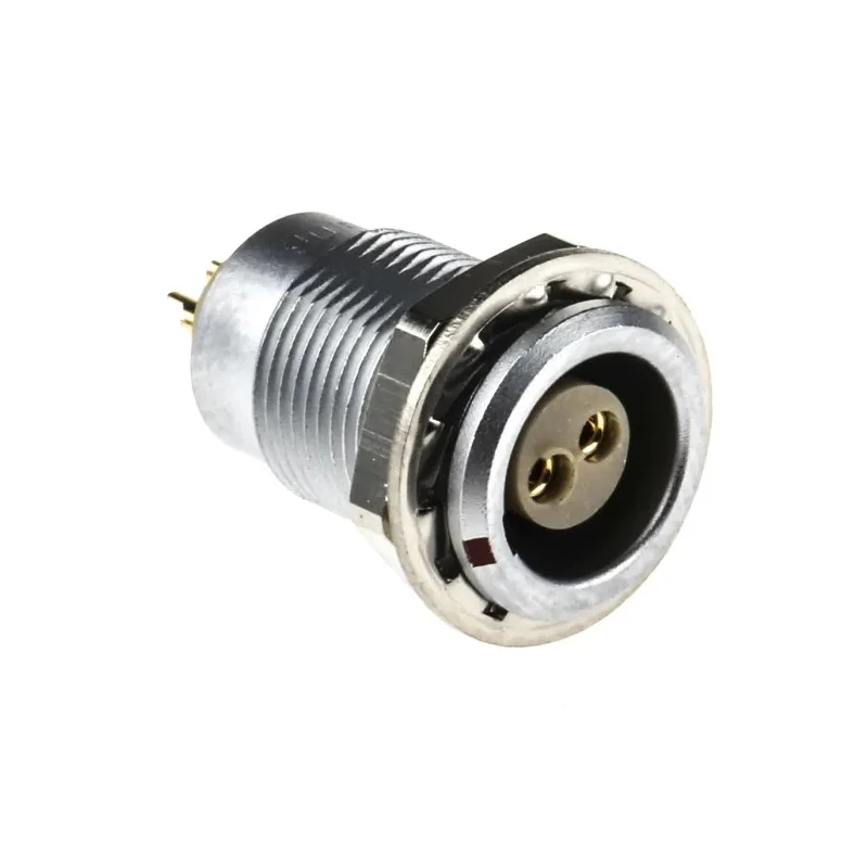 LEMO Circular Connector 2 Contacts Panel Mount 10 mm Socket Female IP50 0B Series EGG.0B.302.CLL