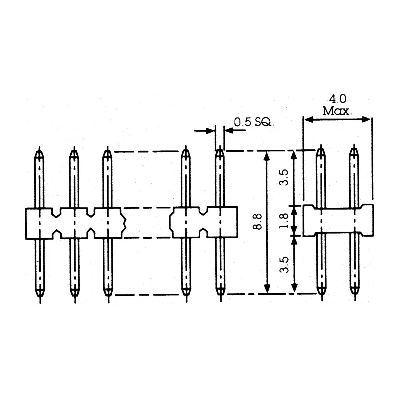 Harwin M22 Series Straight Through Hole Pin Header, 16 Contacts, 2 mm Pitch, 2 Row, Unshrouded, Gold Plated, M22-2020805