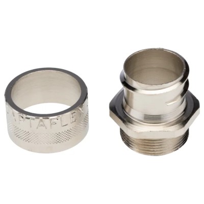 Adaptaflex Nickel Plated Brass Conduit Fitting, M32 Thread, 32 mm, IP54, Silver Finish 7TCA296020R0243 SP32/M32/A