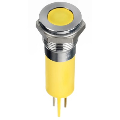 RS PRO Yellow Panel Mount Indicator, 12V DC, 20mA, Flush Bezel, IP67, Solder Lug, 14mm Mount Hole 134-5551