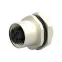 TE Connectivity M12 Circular Connector, 4 Contacts, Socket, Female, Front Mount, IP67, Solder, 250V, 4A T4143412041-000