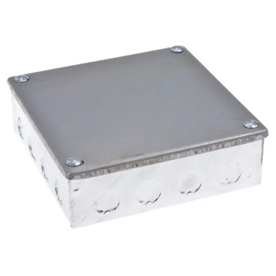 RS PRO Galvanised Steel Adaptable Box, 12 Knockouts, 150mm x 150mm x 150mm, Steel, Model 563-911