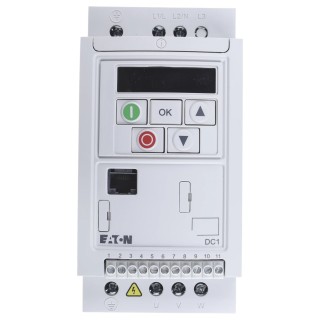 Eaton Inverter Drive 750 W 1 Phase DC1 Series Vector Control 240V Flange Mount 4.3A IP20 185806 DC1-124D3FN-A20CE1
