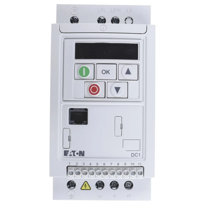 Eaton Inverter Drive 750 W 1 Phase DC1 Series Vector Control 240V Flange Mount 4.3A IP20 185806 DC1-124D3FN-A20CE1