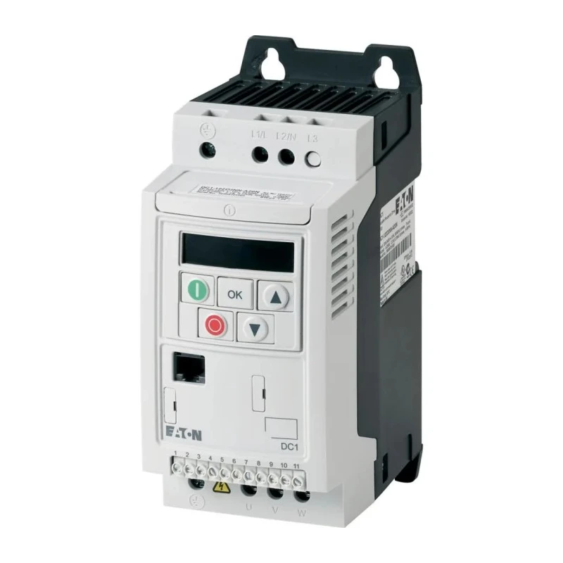 Eaton Inverter Drive 750 W 1 Phase DC1 Series Vector Control 240V Flange Mount 4.3A IP20 185806 DC1-124D3FN-A20CE1