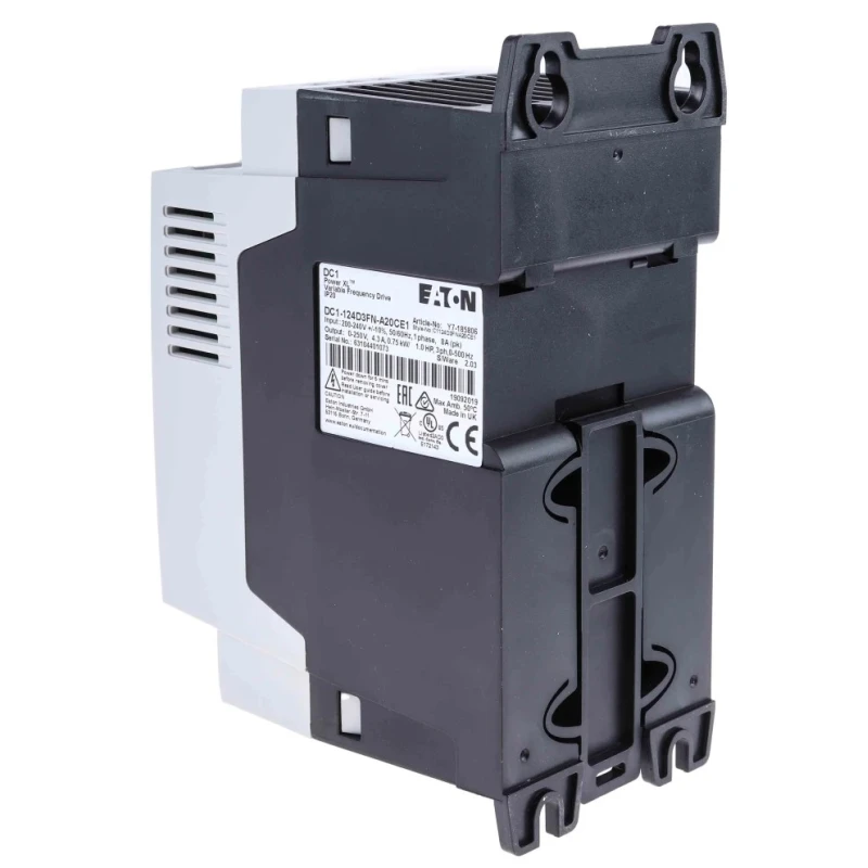 Eaton Inverter Drive 750 W 1 Phase DC1 Series Vector Control 240V Flange Mount 4.3A IP20 185806 DC1-124D3FN-A20CE1