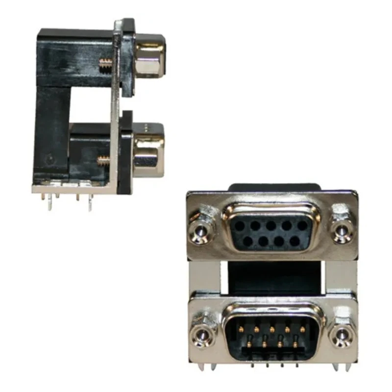 Norcomp Right Angle Dual-Port PCB D-Sub Connector, 9 Contacts, 2.769mm Pitch, Female/Male, Steel Shell, 4-40 189-009-313R571