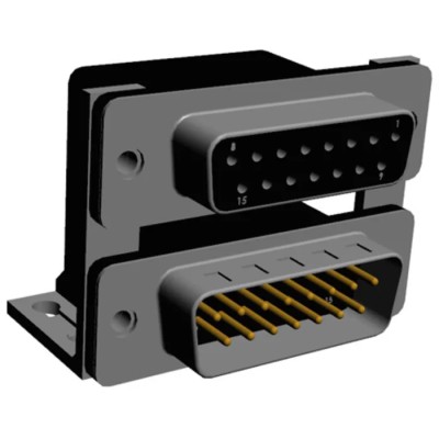 Norcomp Right Angle D-Sub Connector, 15 Contacts, DA-15 Female to DB-15 Male, 2.769 mm Pitch, PCB Mount 189-015-313R491