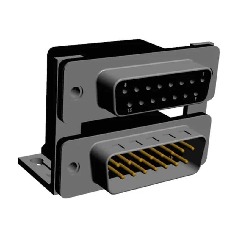 Norcomp Right Angle D-Sub Connector, 15 Contacts, DA-15 Female to DB-15 Male, 2.769 mm Pitch, PCB Mount 189-015-313R491
