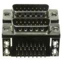 Norcomp Right Angle PCB D-Sub Connector, Dual Port, 15 Contacts, Female-Male, Gold Plated, Steel Housing 189-015-613R571