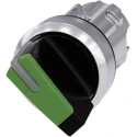 Siemens SIRIUS ACT 2 Position Selector Switch Head, 22 mm Cutout, Green Handle, Momentary, IP67, IP69K 3SU1052-2BC40-0AA0