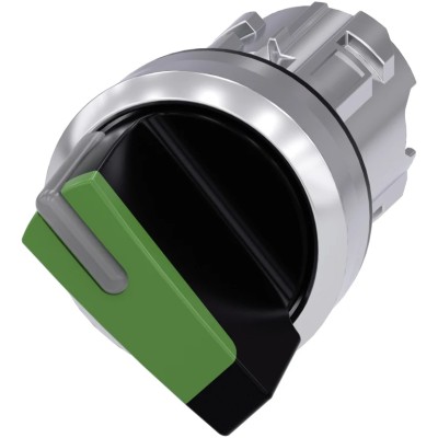 Siemens SIRIUS ACT 2 Position Selector Switch Head, 22 mm Cutout, Green Handle, Momentary, IP67, IP69K 3SU1052-2BC40-0AA0