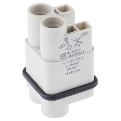 HARTING Han Q Series Heavy Duty Power Connector Housing 3 A Polycarbonate Cable Mount 2+PE 09120022652