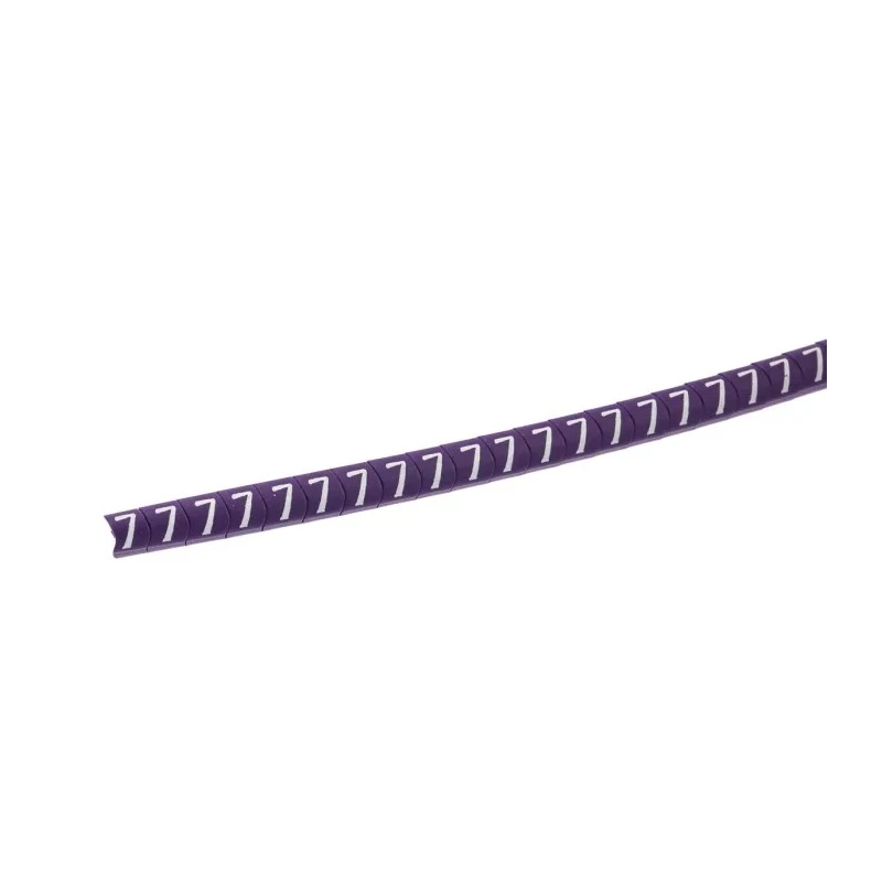 HellermannTyton Helagrip Slide-On Cable Marker, Pre-Printed '7', Violet, 2–5 mm, PVC, 3.5 mm Length, HGDC2-5 7-PVC-VT