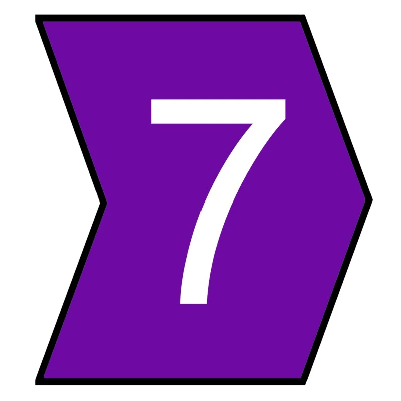 HellermannTyton Helagrip Slide-On Cable Marker, Pre-Printed '7', Violet, 2–5 mm, PVC, 3.5 mm Length, HGDC2-5 7-PVC-VT