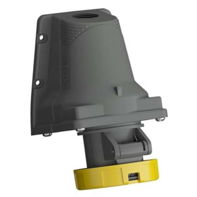 Amphenol Industrial Wall Mount Power Connector 2CMA101212R1000 216ERS4W, 16A, 110V, IP67, 2P+PE, Easy & Safe, Yellow