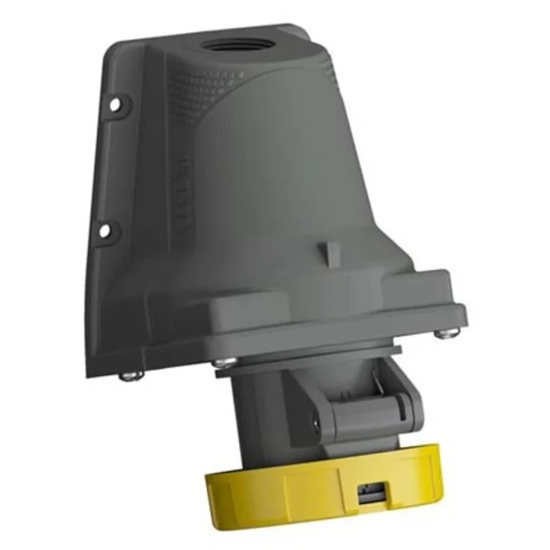Amphenol Industrial Wall Mount Power Connector 2CMA101212R1000 216ERS4W, 16A, 110V, IP67, 2P+PE, Easy & Safe, Yellow