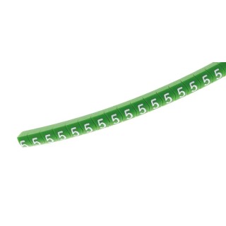 HellermannTyton Helagrip Slide-On Cable Marker Green PVC Pre-Printed '5', 2–5mm Cables, 3.5mm × 4.3mm, Flame HGDC2-5