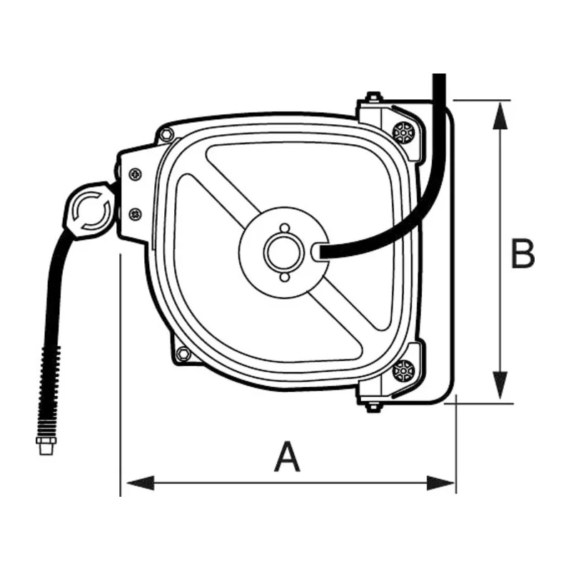Prevost 12 m Air Hose Reel, 833 L/min Flow Rate, 10 mm ID, 14 mm OD, Spring Return, Hot Galvanised Pressed Steel, DRF 1012N