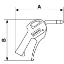 PREVOST Blow Gun, 6 Bar, 1/4 in G BSP Air Inlet, Polyamide Nozzle, Composite Body, Short Lever Trigger, Model 27102 PREP
