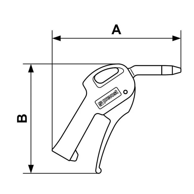 PREVOST Blow Gun, 6 Bar, 1/4 in G BSP Air Inlet, Polyamide Nozzle, Composite Body, Short Lever Trigger, Model 27102 PREP